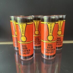 AWESOME Vintage Parker Ink Fountain Pen Tumbler Glasses Barware Set Of 5